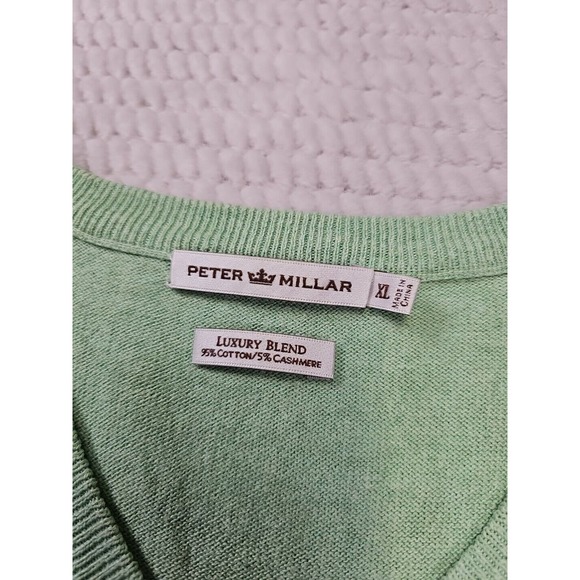 Peter Millar Sweater Vest Mens XL Cashmere Blend Green Vneck The Chattooga Club - Picture 5 of 8